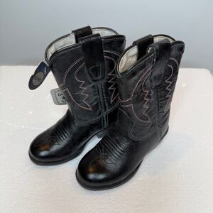Old West Black Leather Cowboy Boots, Toddler Size